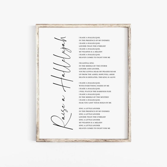 Raise A Hallelujah Worship Lyrics Art Print, Bethel Music