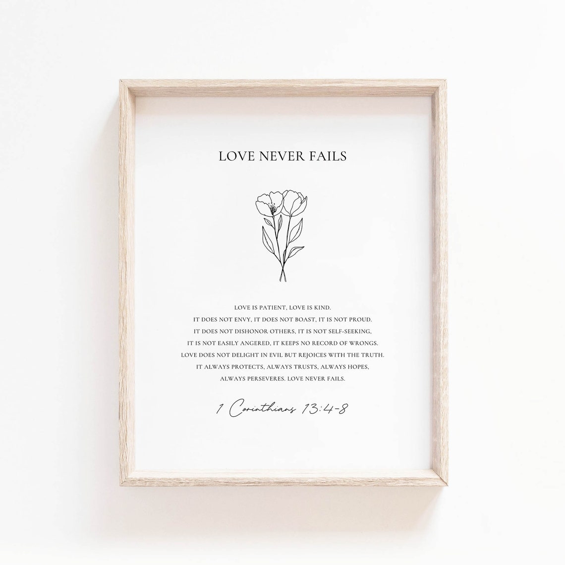 1 Corinthians 13:4-8 Love Bible Verse Art Print - Image 3