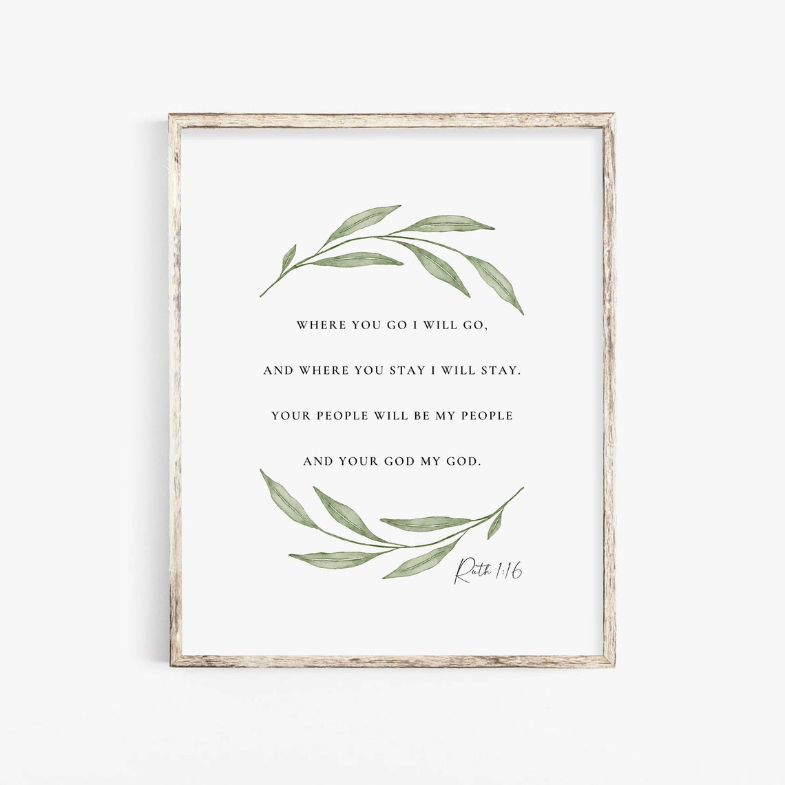 Ruth 1:16 Botanical Scripture Wall Art Print