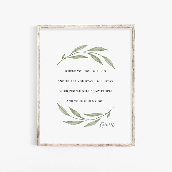 Ruth 1:16 Botanical Scripture Wall Art Print