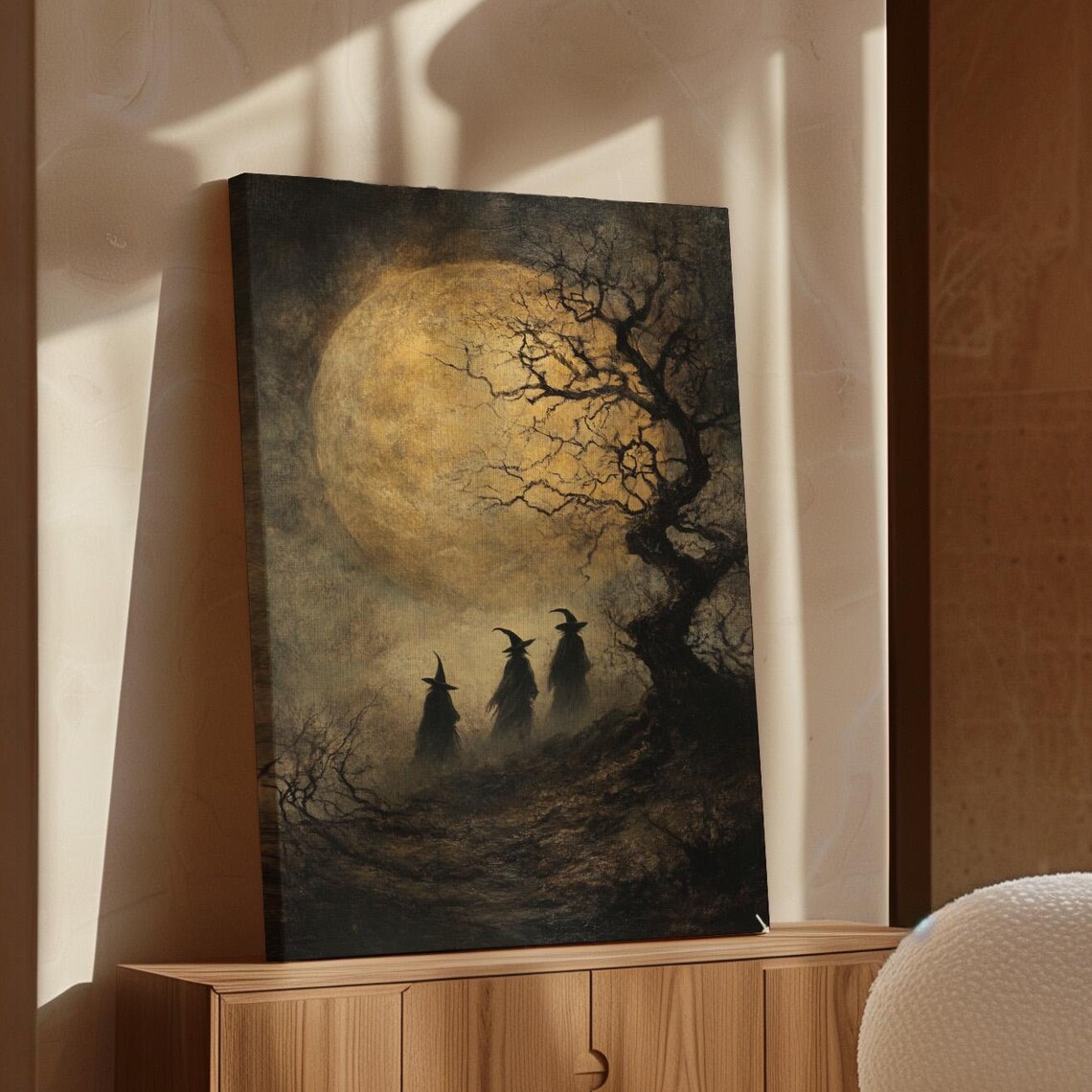 Witches Under A Golden Full Moon, Gothic Forest Scene