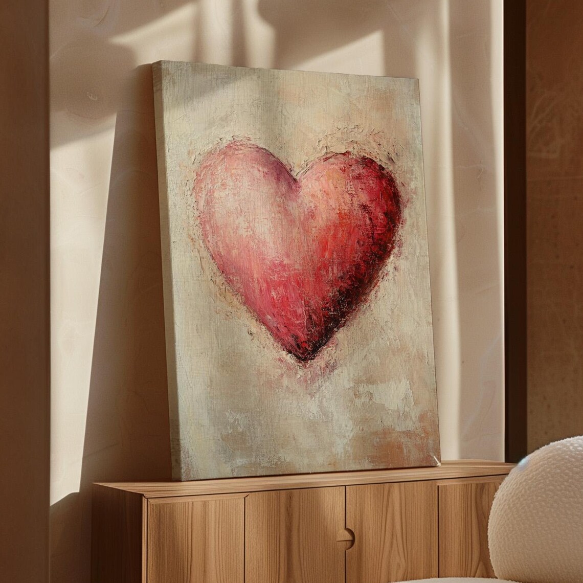 Romantic Red Heart Textured Abstract Love Painting Valentine Poster