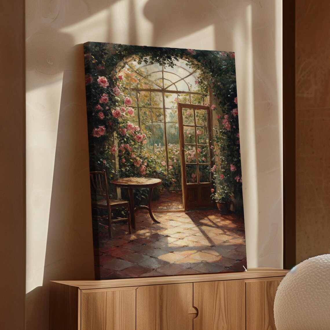 Romantic Rose Garden Patio Sunlit Conservatory Floral Poster