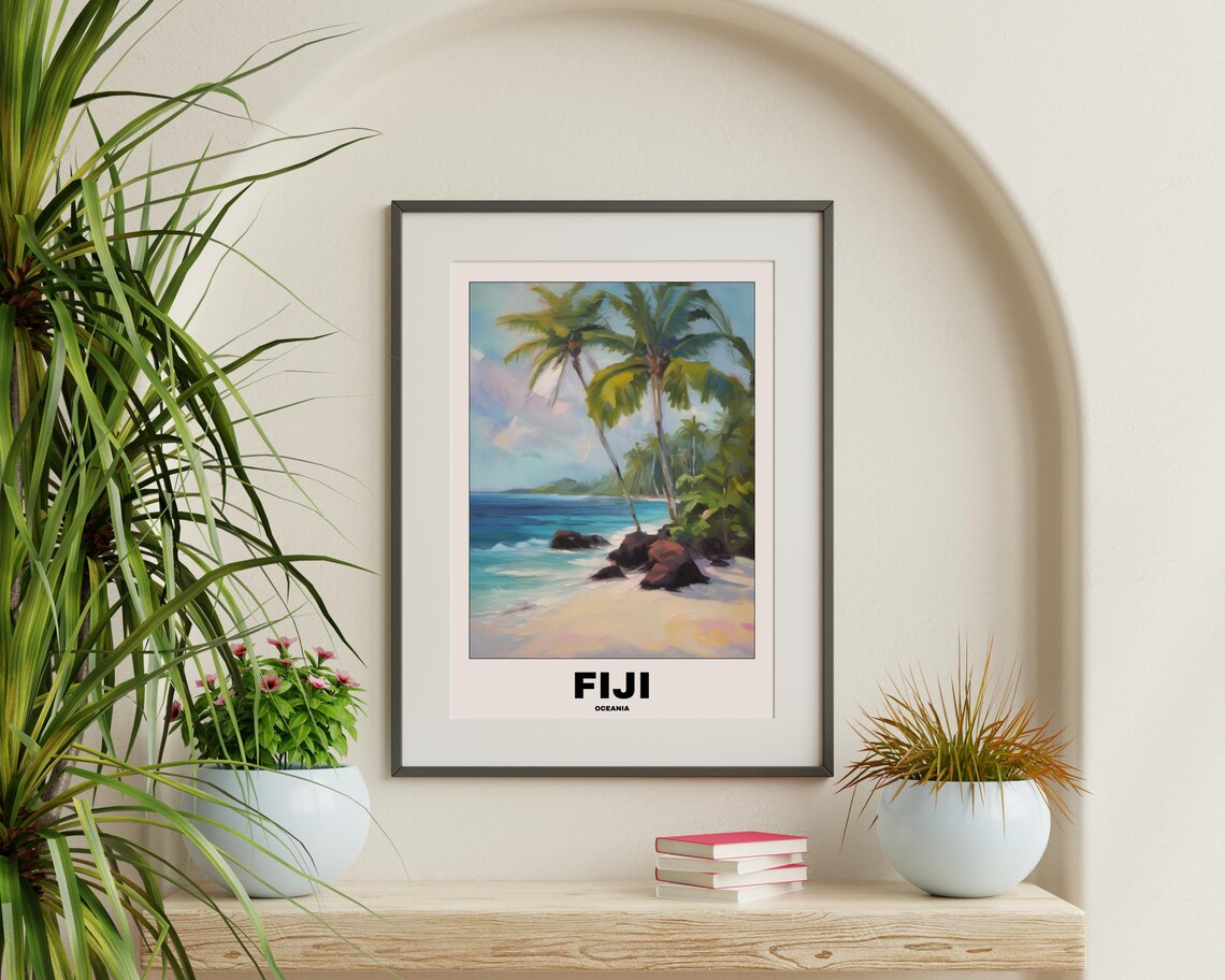 Fiji Beach Painting, Scenic Tropical Travel Poster - Image 3