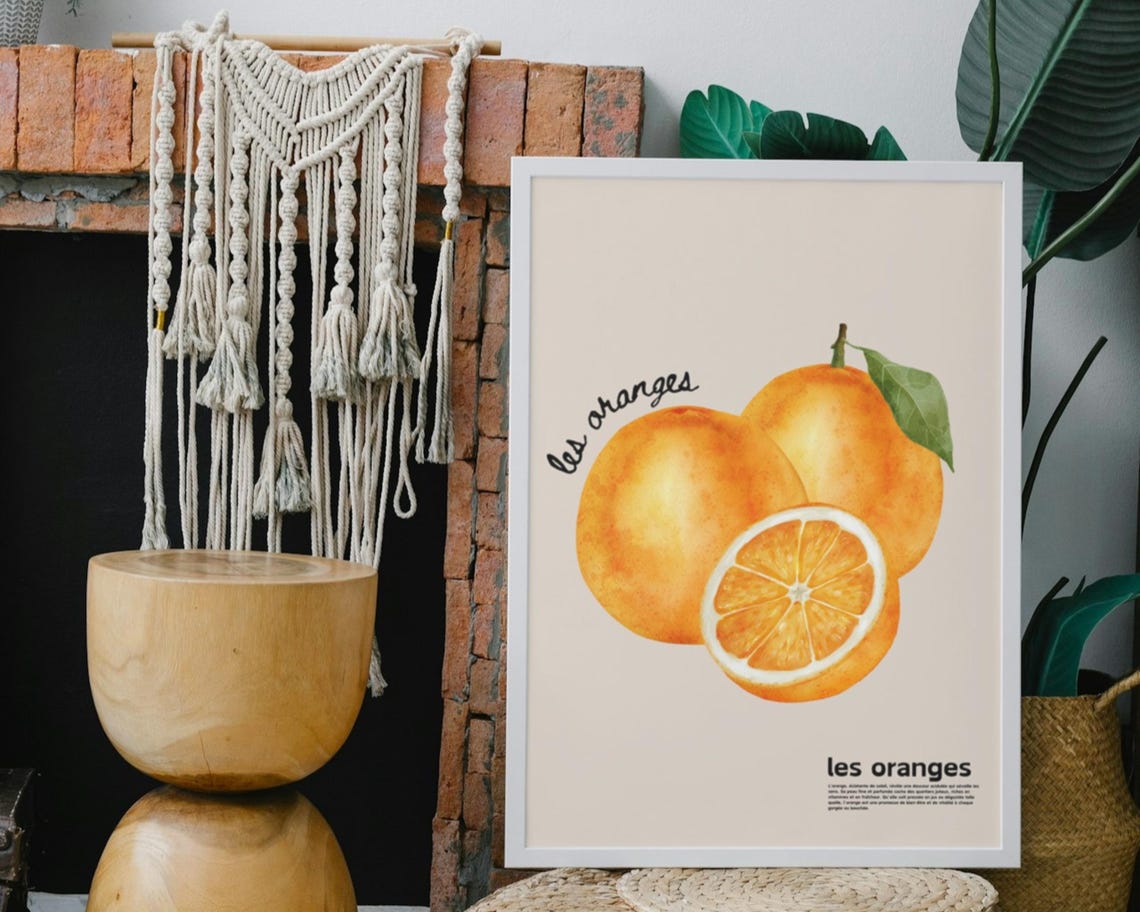 Orange Watercolour Kitchen Decor, Fruit Art Poster - Image 2