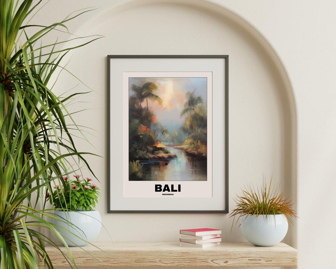 Bali Scenic Travel Poster, Balinese City Painting - Image 3