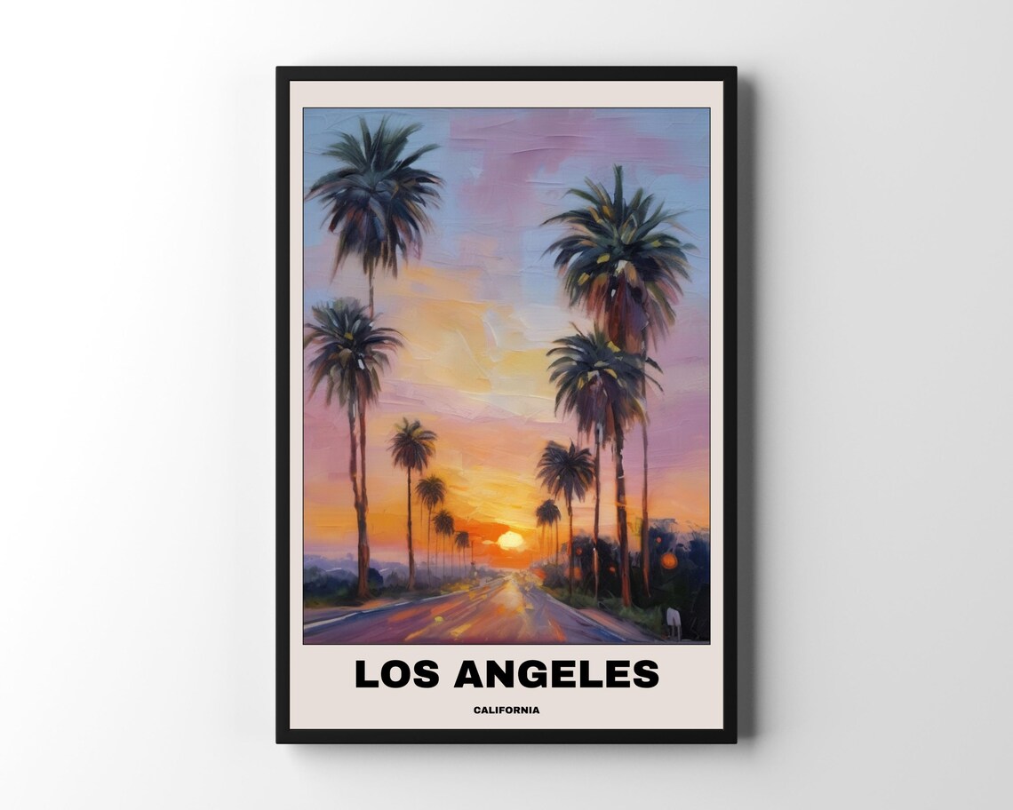 Los Angeles Poster Artwork, Minimalist California Sunset Painting