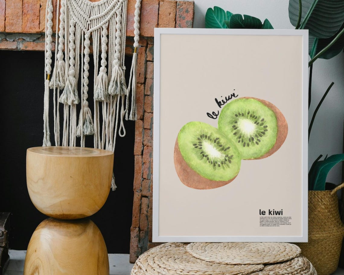 Kiwi Watercolour Kitchen Decor, French Farmhouse - Image 2