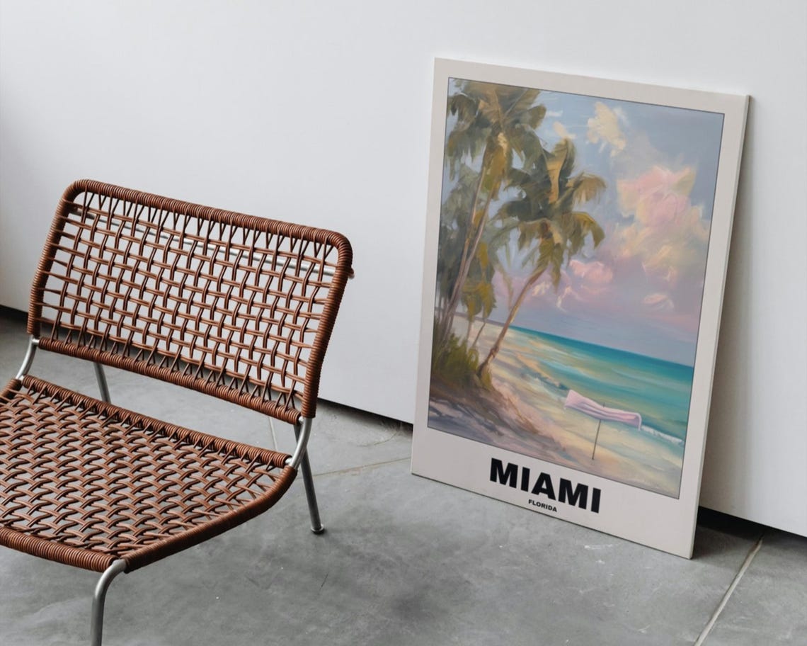 Miami Beach Tropical Sunset Travel Poster - Image 3