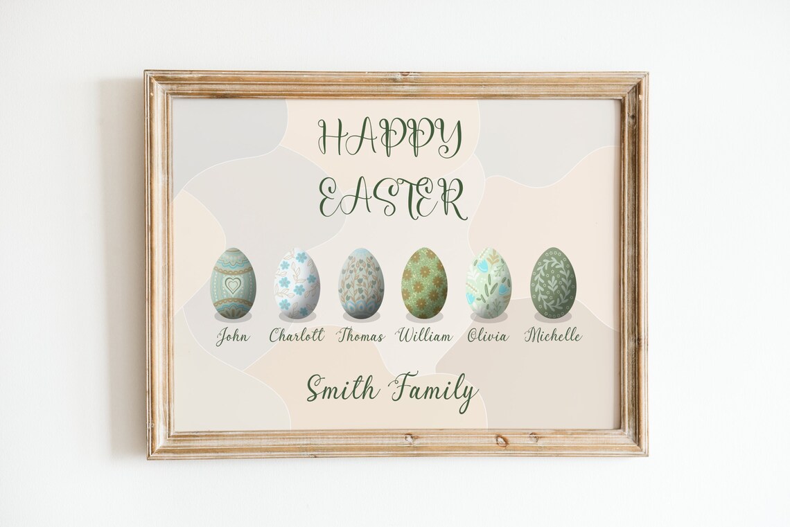 Custom Easter Egg Family Portrait, Easter Print