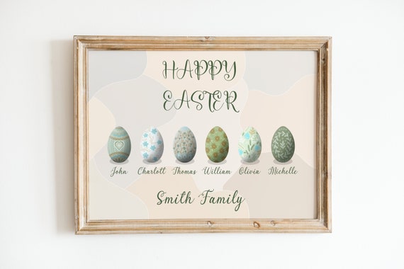 Custom Easter Egg Family Portrait, Easter Print