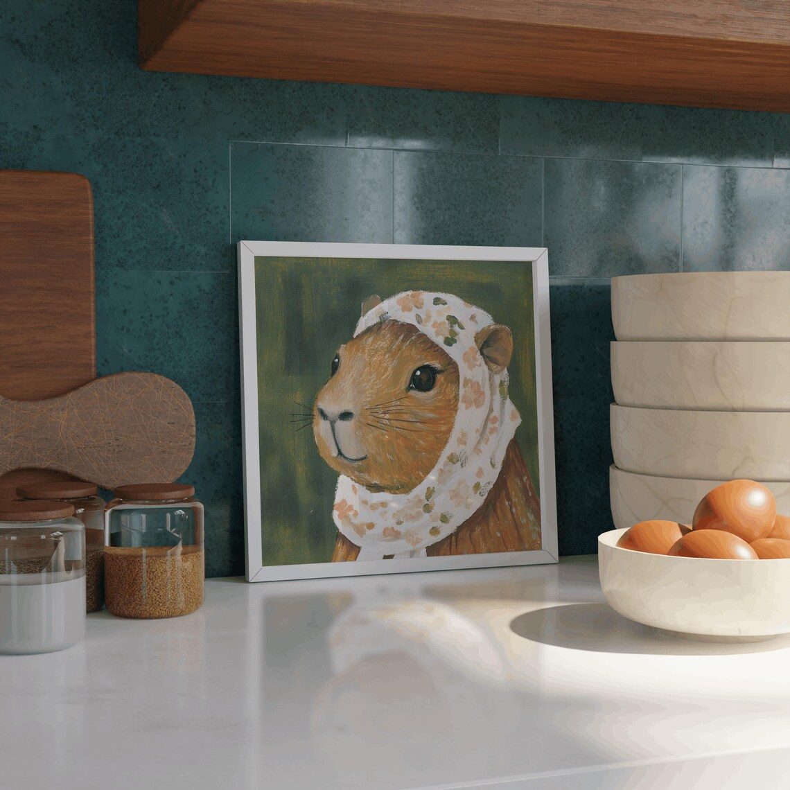 Cottagecore Capybara Farmhouse Nursery Art Print - Image 3