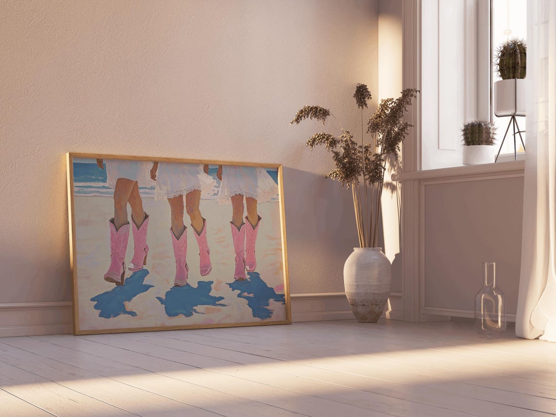Three Cowgirls Print Coastal Cowgirl Poster Print Boots Trendy Preppy Cowgirl Dorm Room Wall Art Decor Girly - Image 3