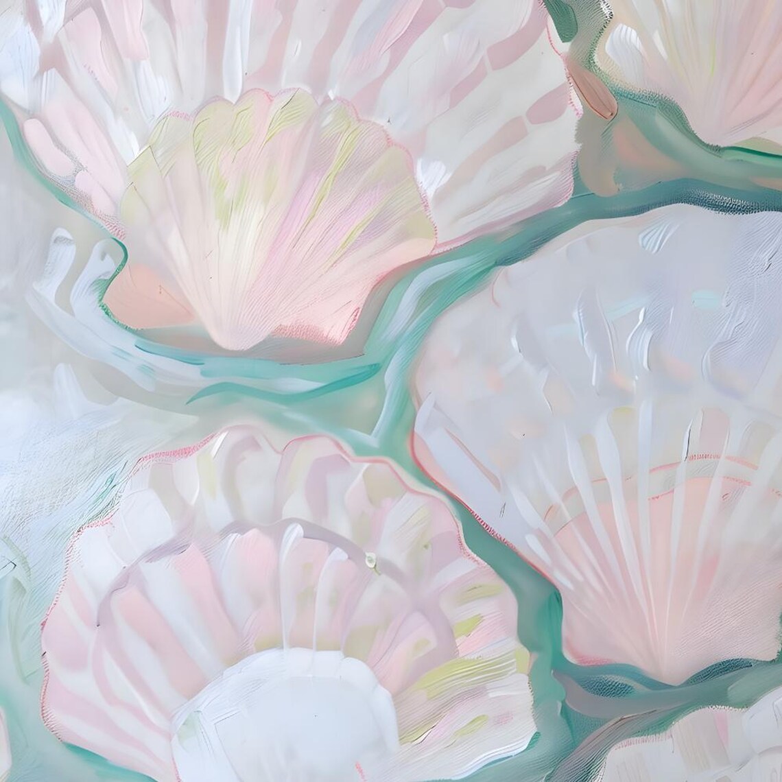 Colorful Scallop Shell Painting Coastal Art Print - Image 2