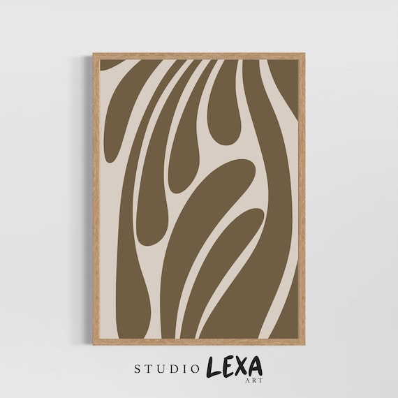 Modern Brown Organic Art Poster Minimalist Abstract Wall Print Scandinavian Neutral Home Decor Contemporary Living Room Artwork