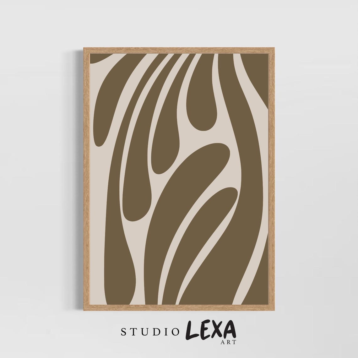 Brown Beige Abstract Poster Organic Flowing Shapes Modern Design
