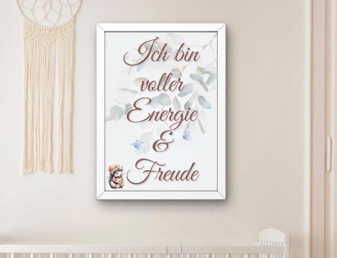 Animal Flower Wreath Nursery Decor, Motivational Poster