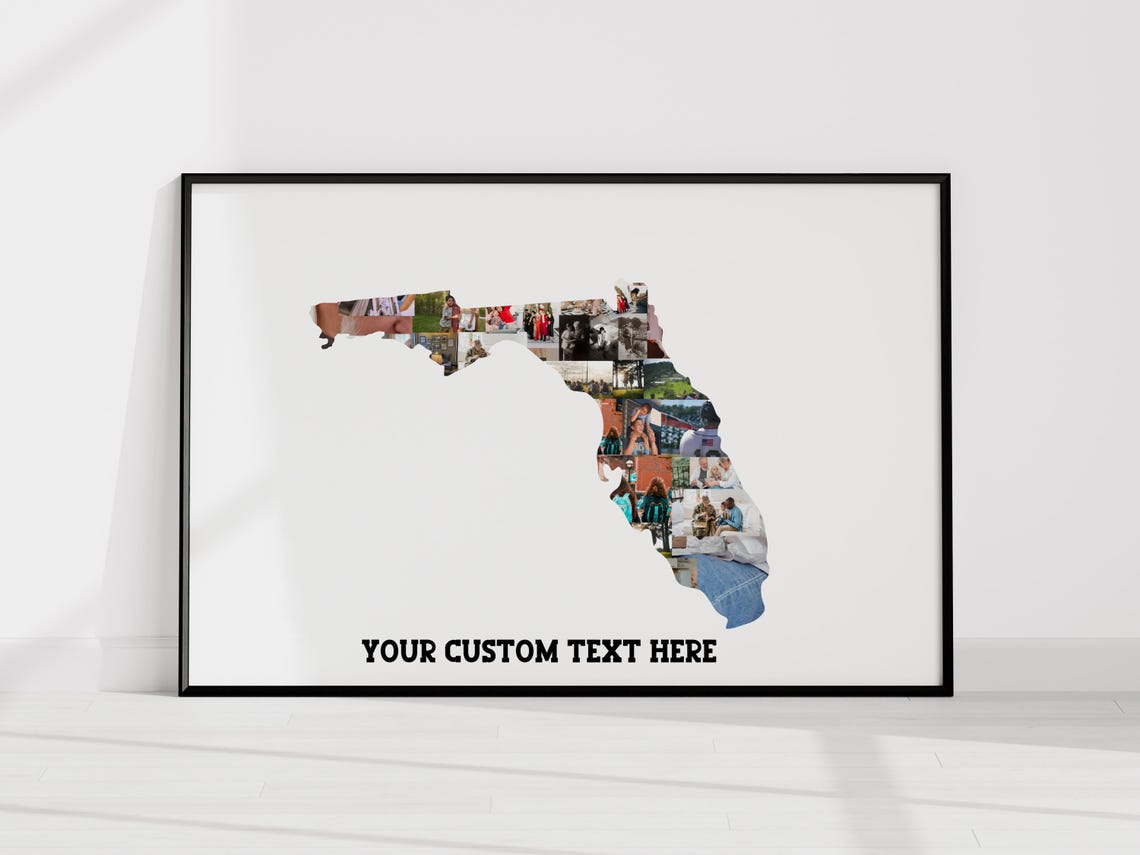Florida State Map Photo Collage Poster with Your Custom Text Gift