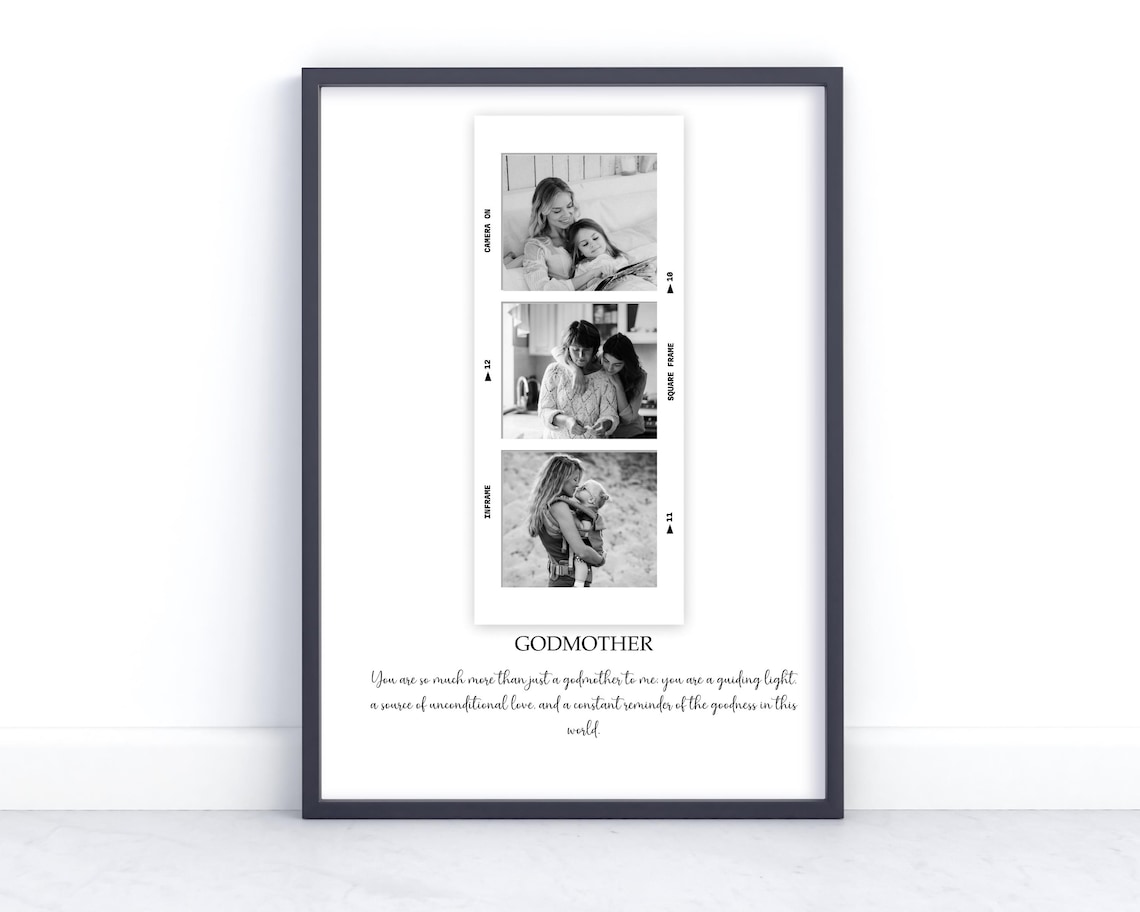 Personalised Godmother Photo Film Strip Heartfelt Tribute Poster