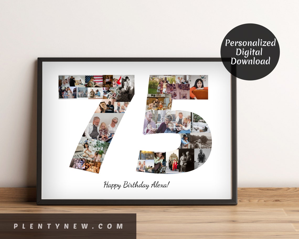 Custom 75th Birthday Photo Collage 75th Birthday Photo Collage Personalized 75th Birthday Gift Number Photo Collage 75th Party Decorations