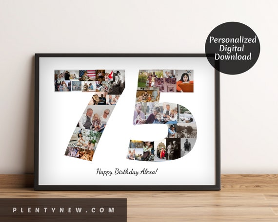Custom 75th Birthday Photo Collage 75th Birthday Photo Collage Personalized 75th Birthday Gift Number Photo Collage 75th Party Decorations