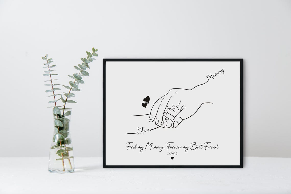Mummy And Baby Hand Holding Line Art Forever Best Friend Art Print - Image 2