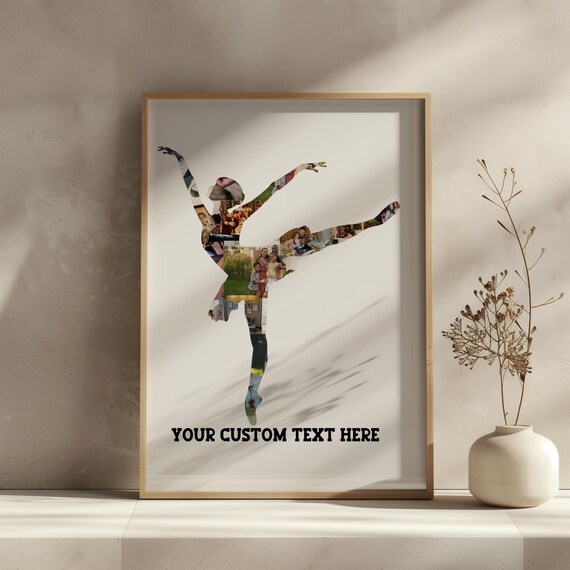 Ballerina Dancer Silhouette Photo Collage Poster with Custom Text