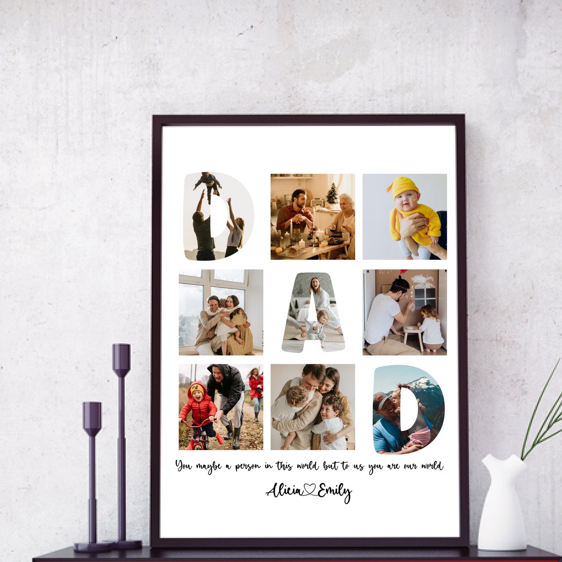Personalized DAD Letter Photo Collage Father's Day Gift Keepsake Print