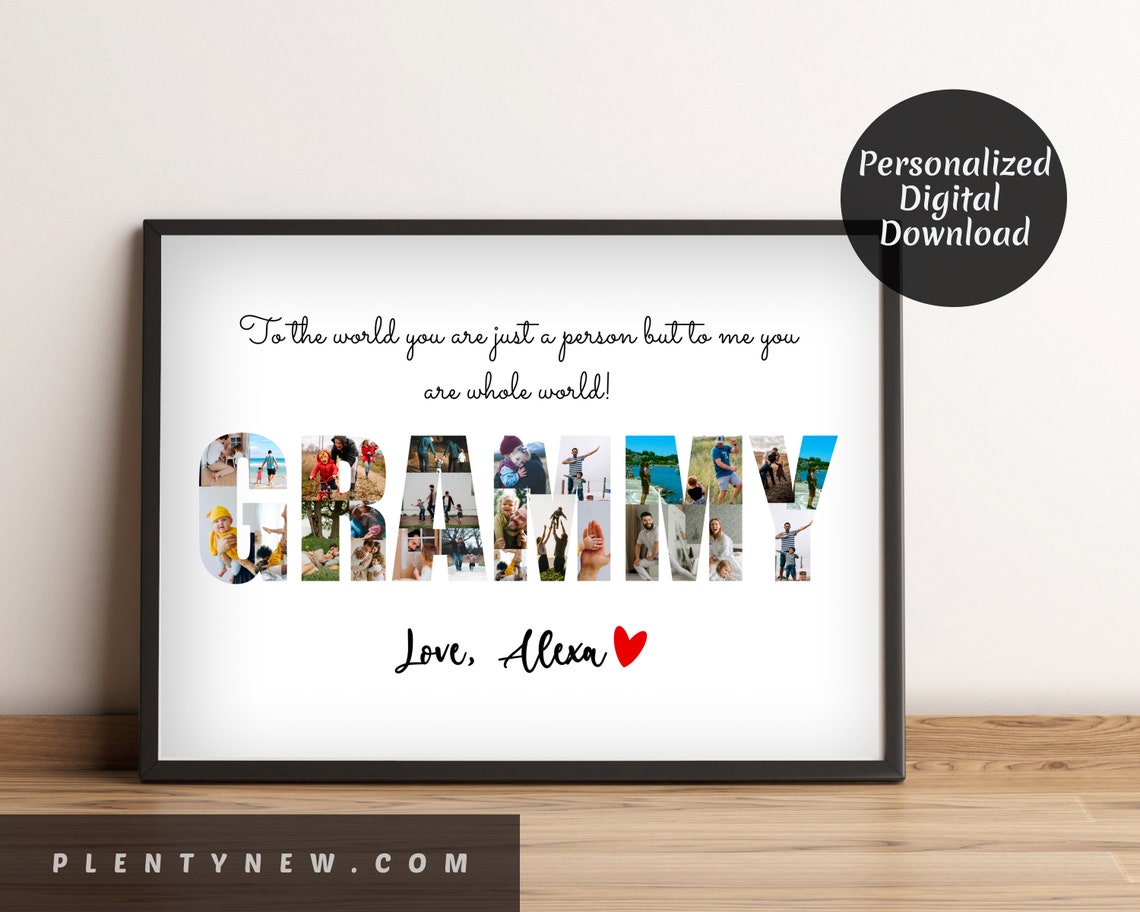 Grammy Photo Letter Collage Whole World Gift from Alexa Poster