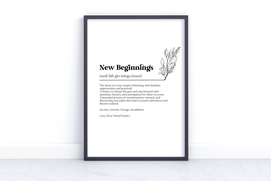 Personalized New Beginnings Definition Art Print