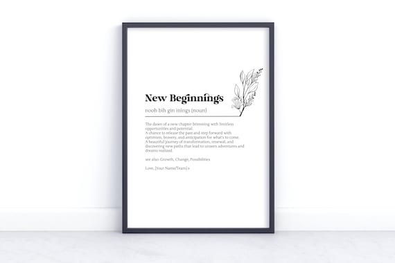 Personalized New Beginnings Definition Art Print