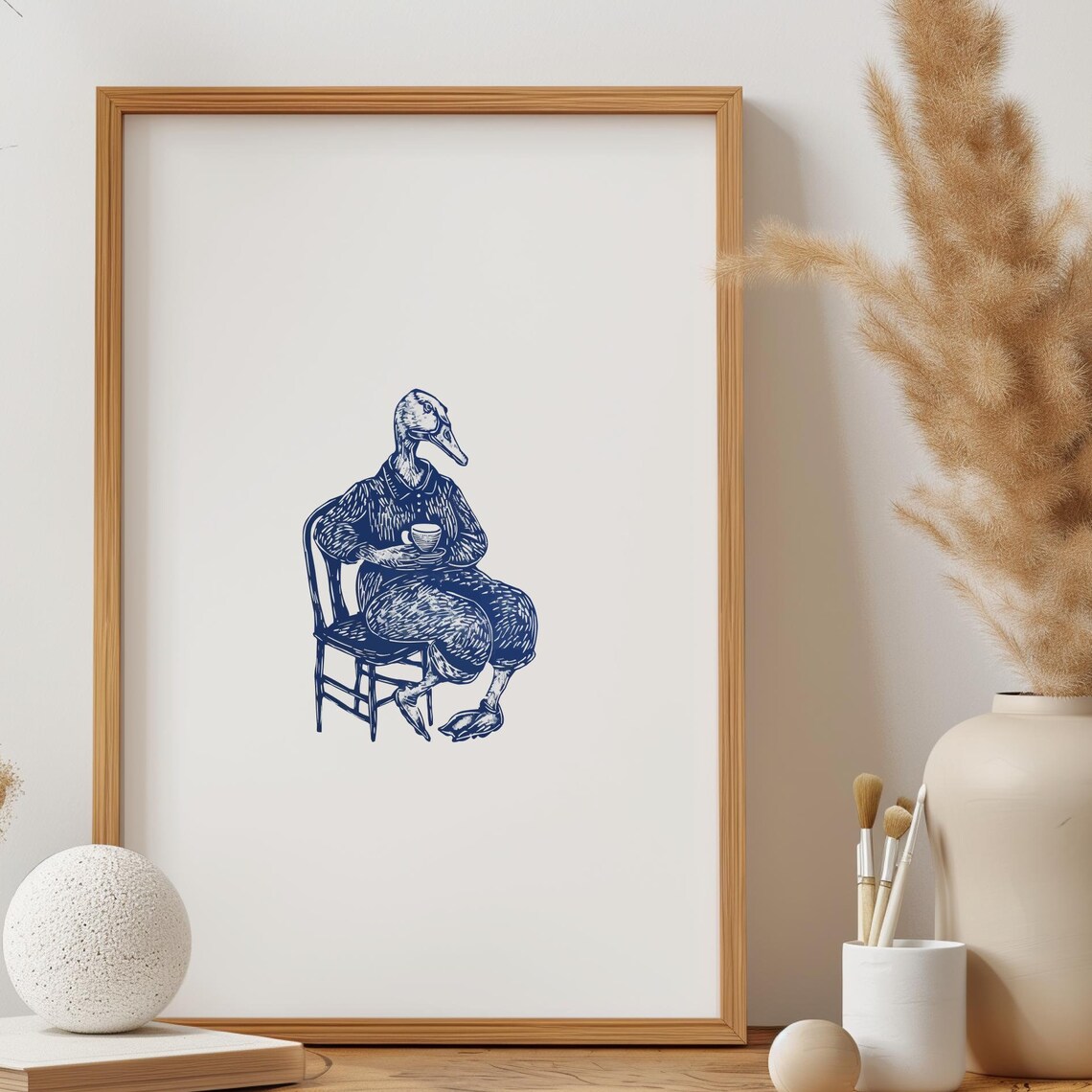 Goose With Coffee Vintage Retro Kitchen Art Print - Image 3