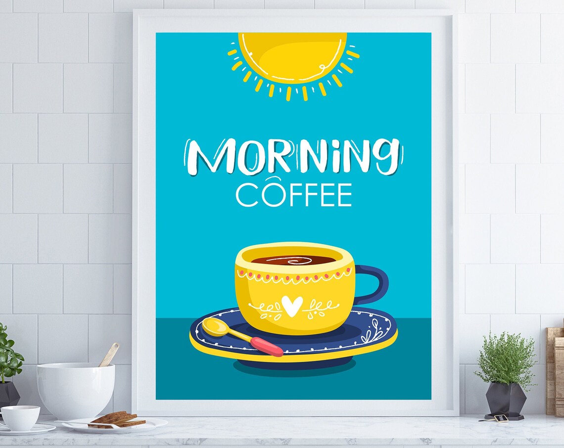 Retro Coffee Poster, Kitchen Wall Art Print