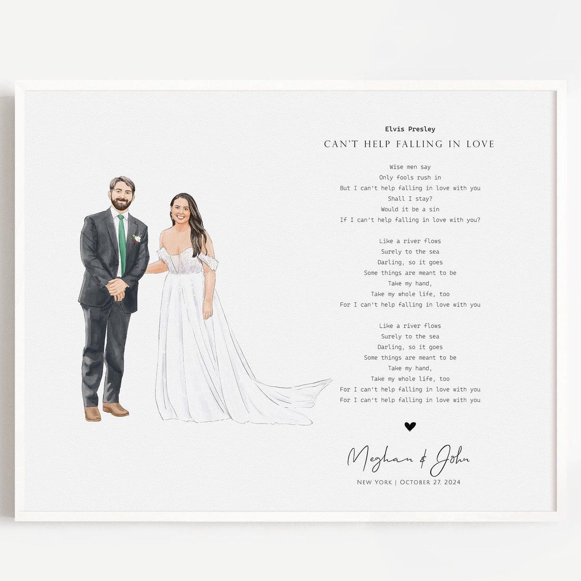 Elvis Presley Cant Help Falling in Love Wedding Lyrics Poster