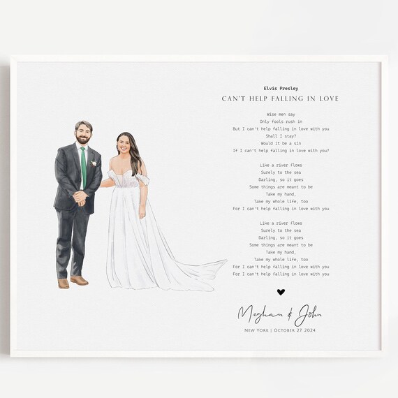 Elvis Presley Cant Help Falling in Love Wedding Lyrics Poster