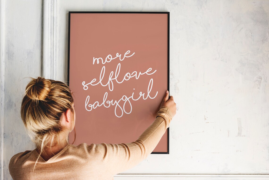 More Self Love Babygirl Script Terracotta Motivational Poster - Image 2