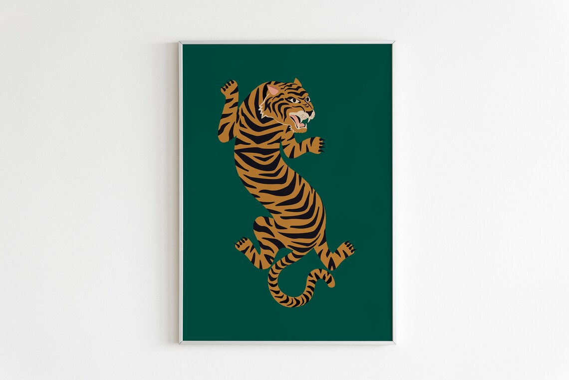 Feline Green Leopard Cheetah Tiger Animal Art Print - Image 2