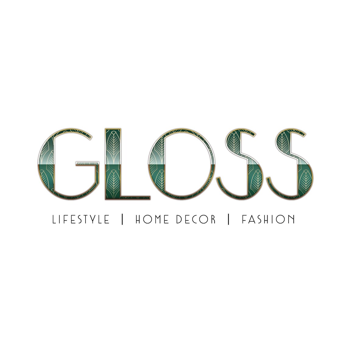 Gloss Green Art Deco Lettering Lifestyle Home Decor Fashion Logo Print