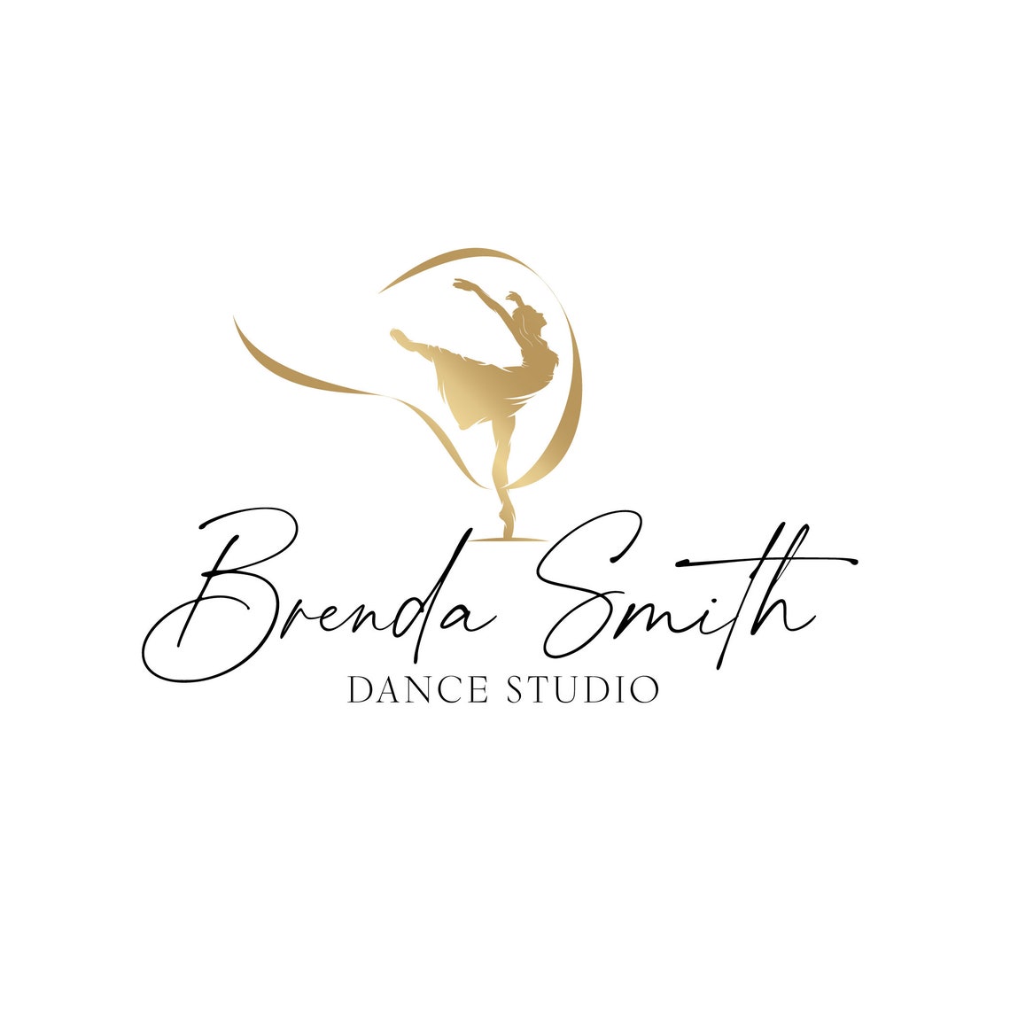 Personalized Brenda Smith Dance Studio Gold Ballerina Logo Art Poster