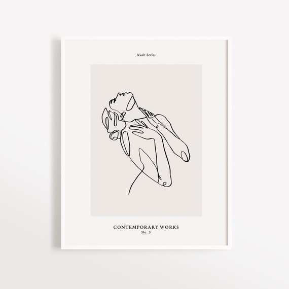 Nude Series Contemporary Works No 3 Woman Nude Art Print Single Line Woman Wall Art One Line Woman Drawing Continuous Line Art