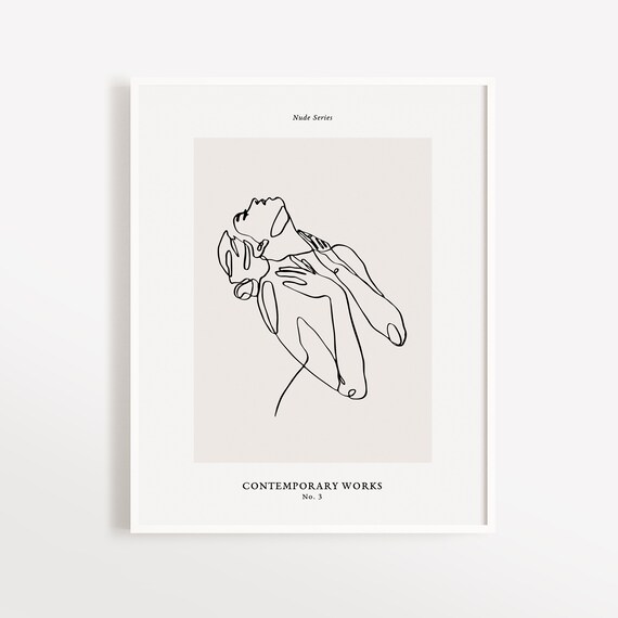 Nude Series Number 3 Single Line Woman Sketch Minimalist Art Poster