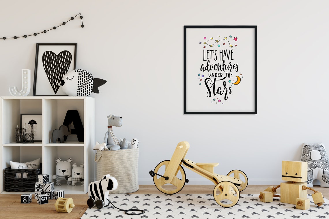 Lets Have Adventures Under The Stars Framed Nursery Quote Poster - Image 2