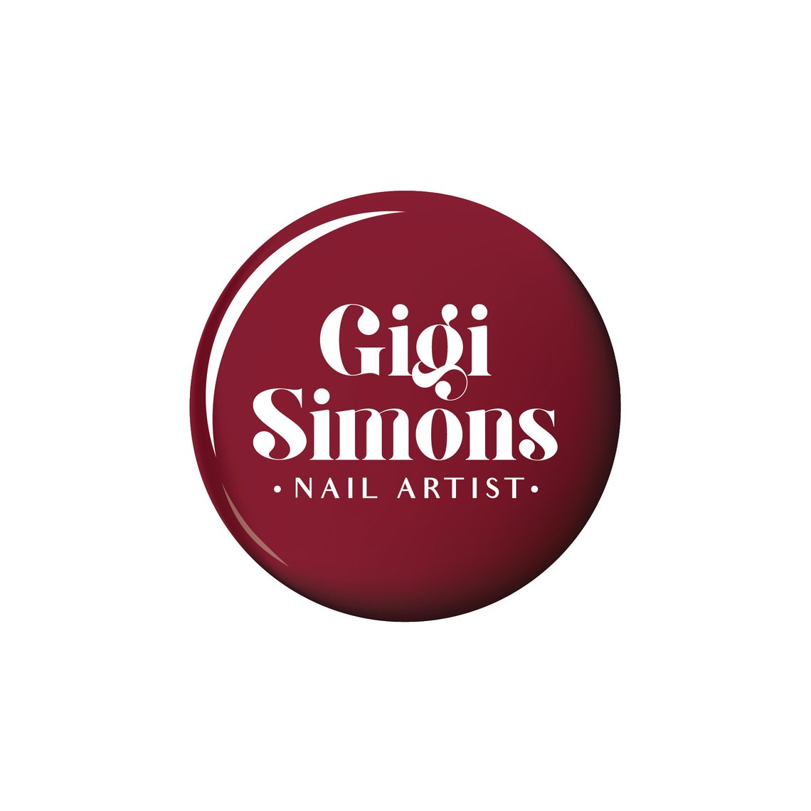 Gigi Simons Nail Artist Red Polish Circle Logo Design Business Poster - Image 2