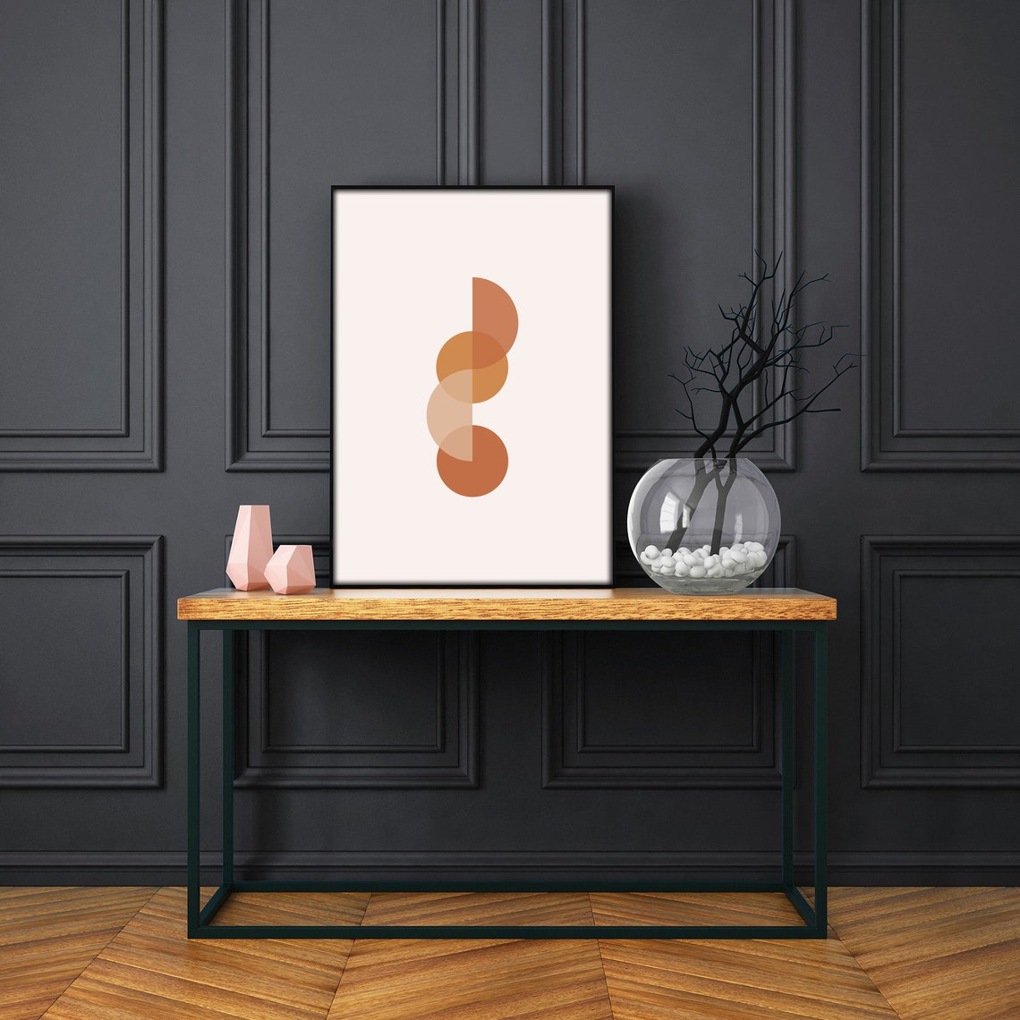 Terracotta Geometric Circles Minimalist Modern Abstract Art Poster - Image 3