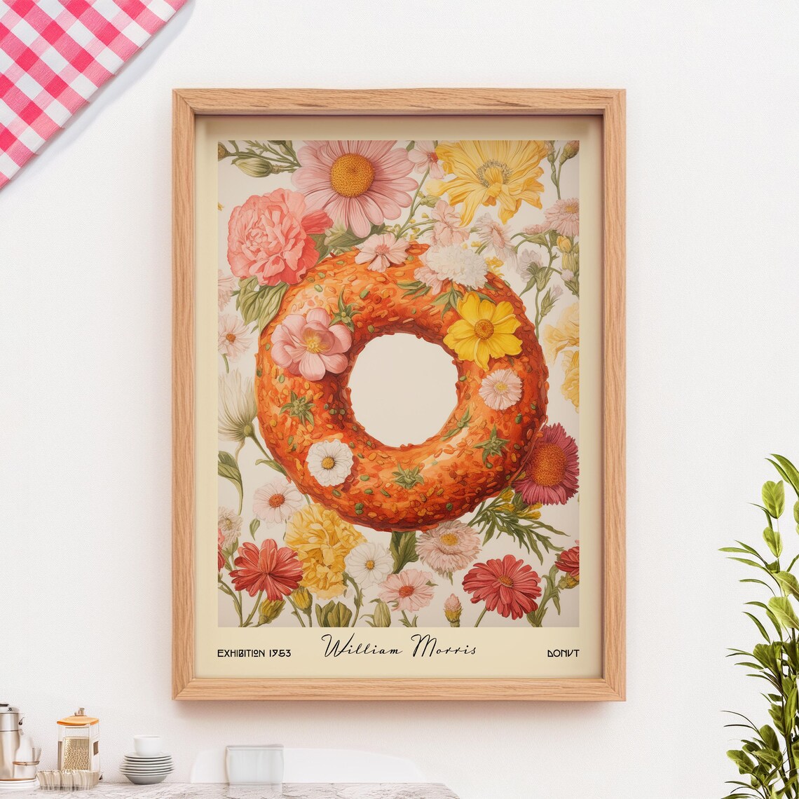 Retro Donut Kitchen Print William Morris Botanical Wall Art Cooking Decor Printed On Luxury Paper - Image 2