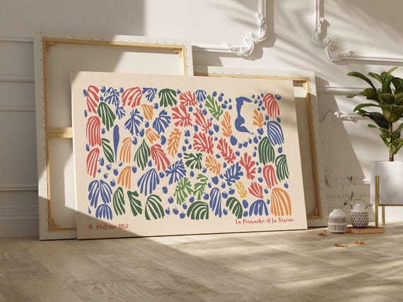 Henri Matisse Print La Perruche Et La Sirne 1952 Vibrant Mid Century Modern Wall Art