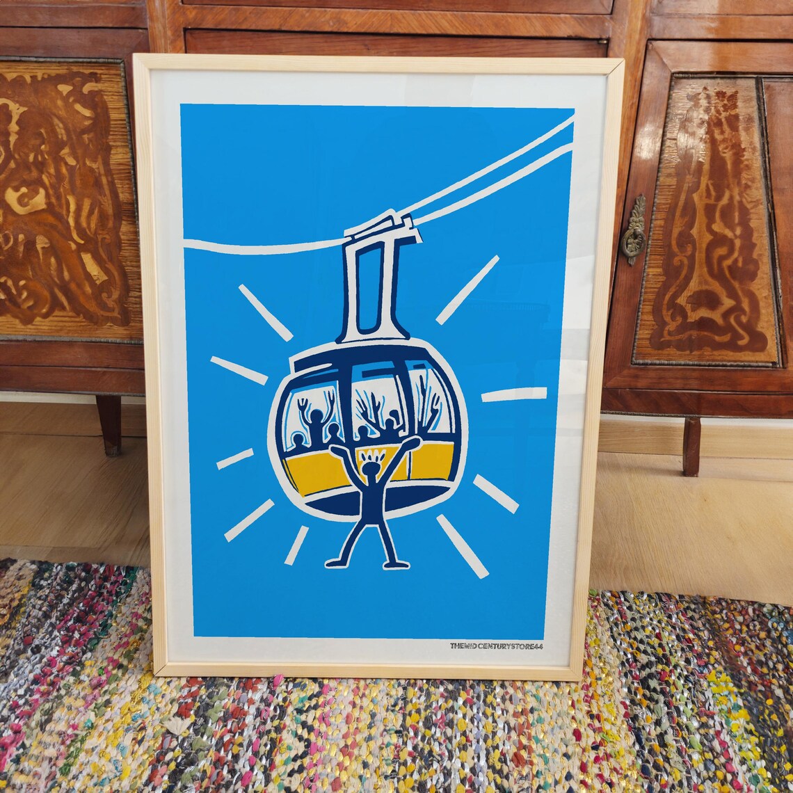 Joyful Cable Car Ski Print, Mid-Century Winter Poster - Image 3