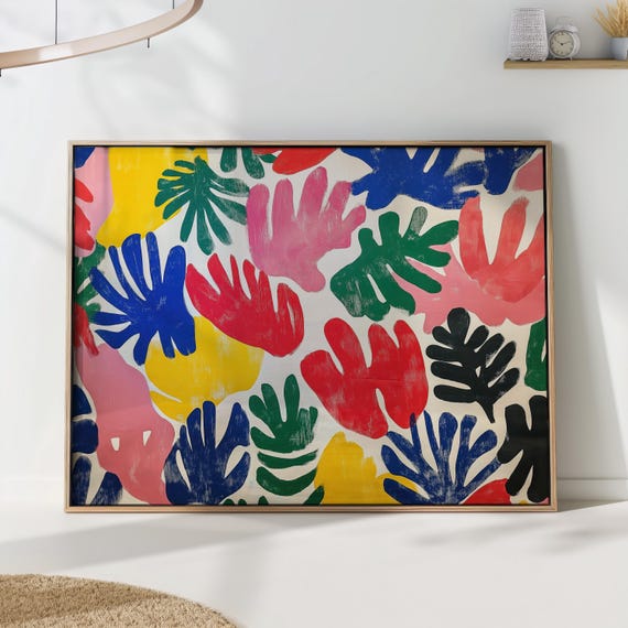 Colorful Matisse Inspired Abstract Art Print Modern Organic Shapes Wall Decor Poster