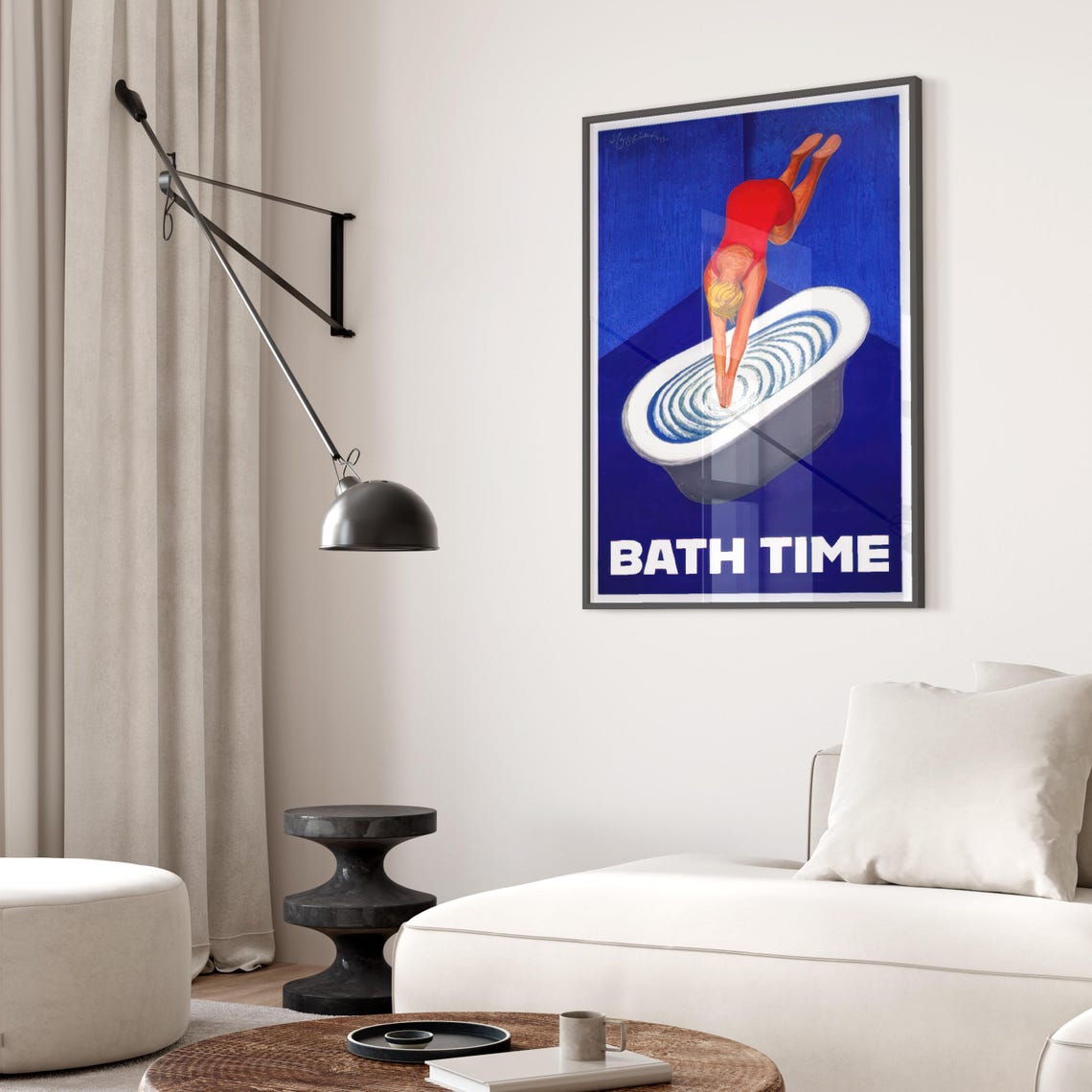 Bath Time Woman Diving Into Bathtub Retro Pop Bathroom Art Poster - Image 2