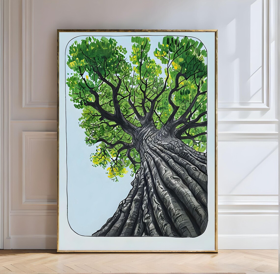 Majestic Tree With Expansive Roots Green Canopy Graphic Art Poster